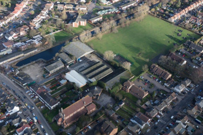 Aerial photograph of the Stoke Wharf development plot in Slough - Slough Urban Renewal Development 